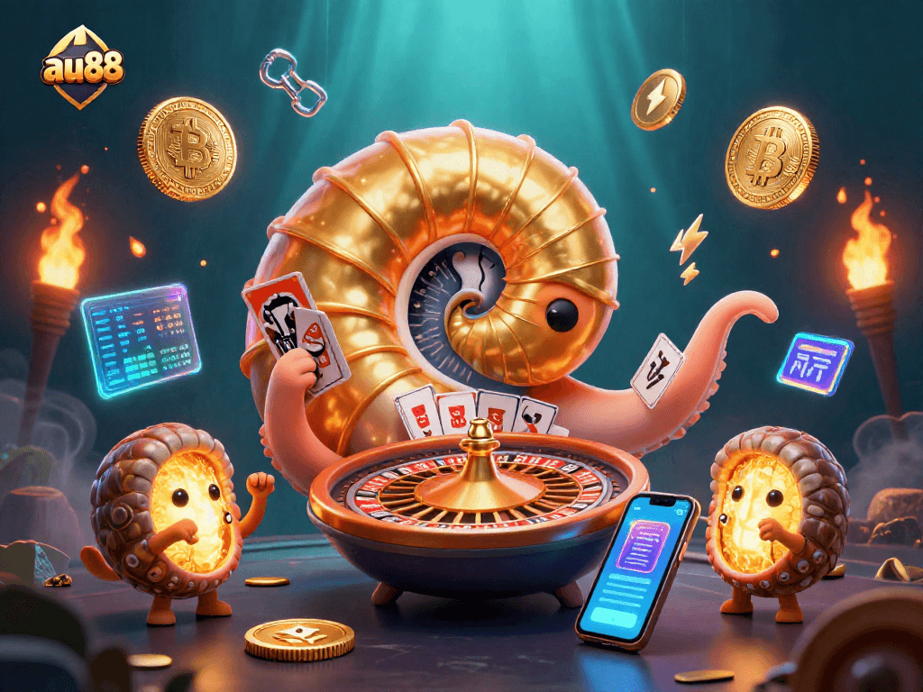Experience thrilling gameplay with au88's giant nautilus roulette amid captivating crypto elements.