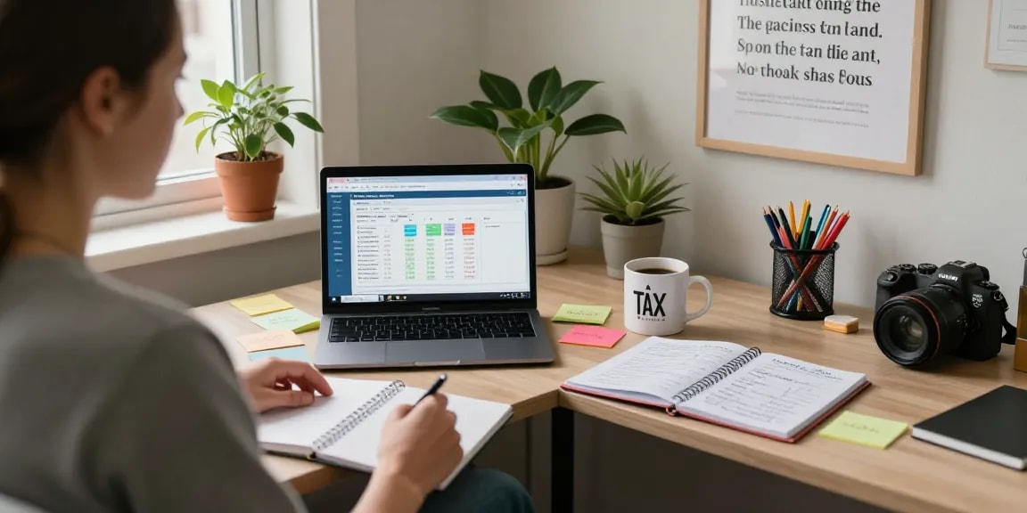 Using the quebec sales tax calculator 2026 in a cozy home office setting for efficient tax calculations.