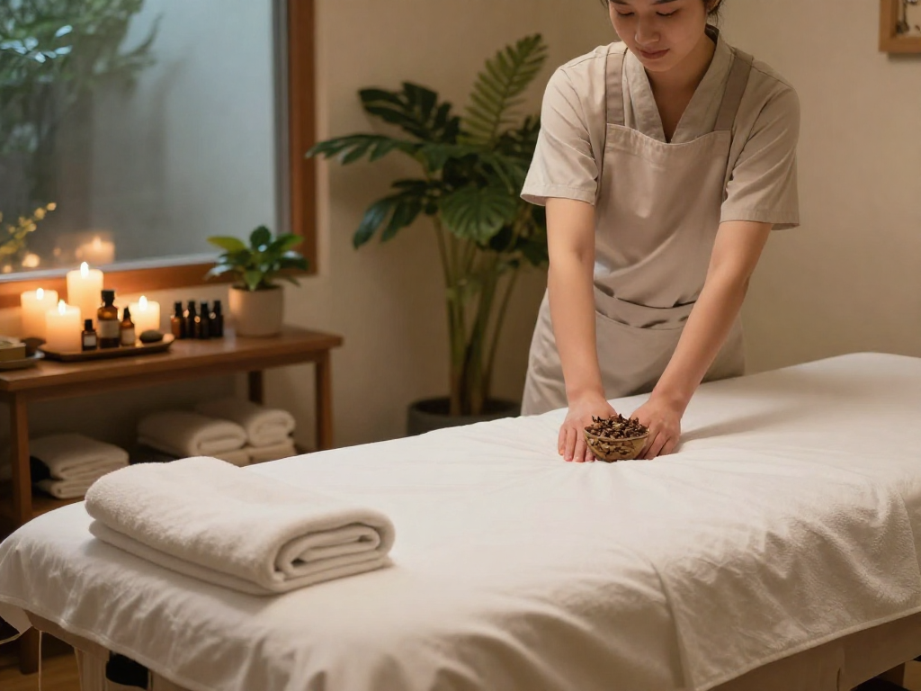 Experience a tranquil 천호동출장안마 session in a serene massage therapy room.