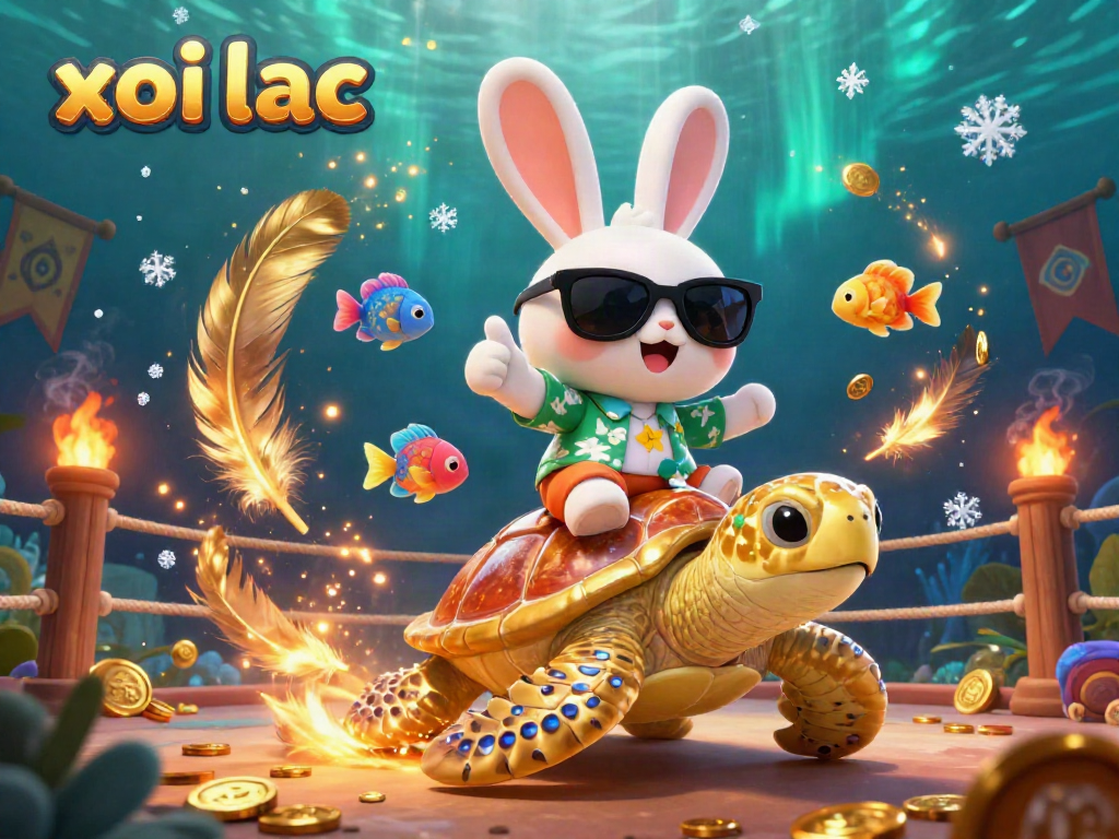 Xoi lac highlights an exciting underwater scene with a lucky rabbit and golden turtle, brimming with vibrant gambling elements.