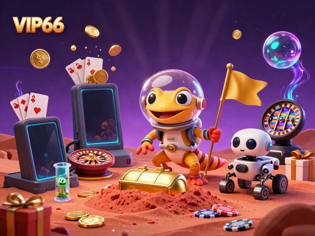 Engage with VIP66 at a vibrant Martian casino with dynamic games and characters.