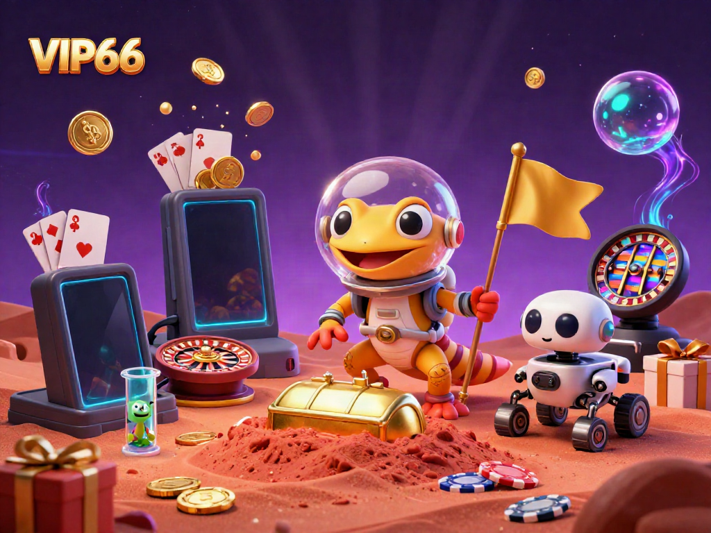 Engage with VIP66 at a vibrant Martian casino with dynamic games and characters.