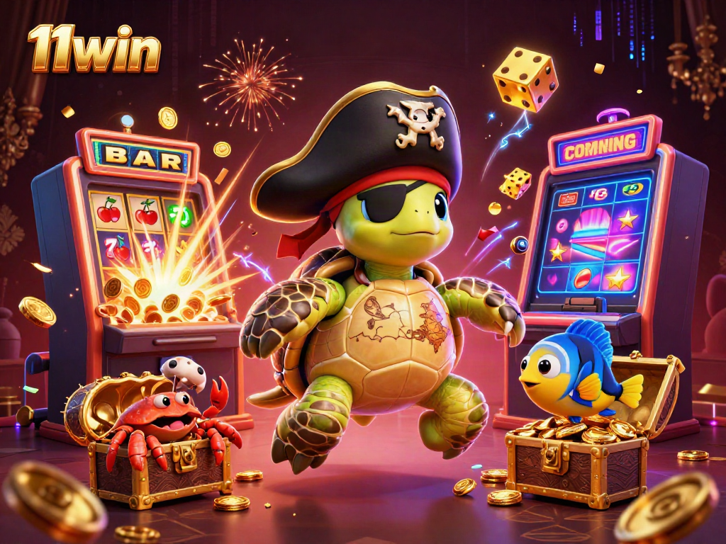 Spin the reels at 11win casino featuring colorful characters and jackpot treasures.