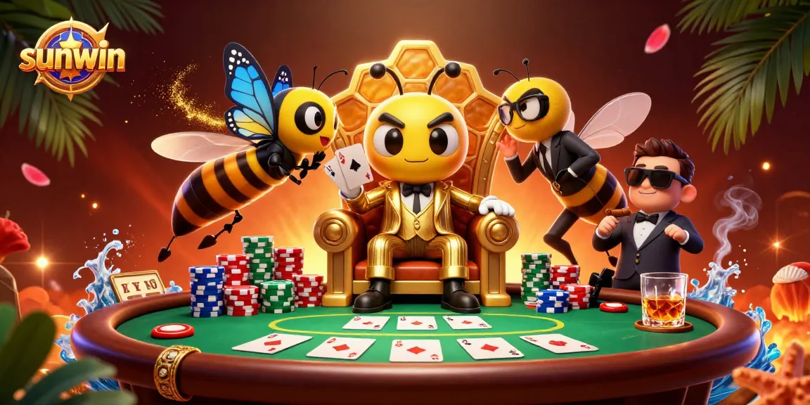 Engage with sunwin's thrilling poker scene featuring a stylish mob boss and vibrant game elements