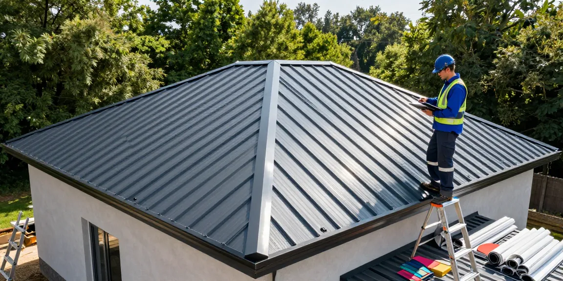 Premium standing seam roofing installation showcasing sleek panels and advanced design, emphasizing quality and durability.