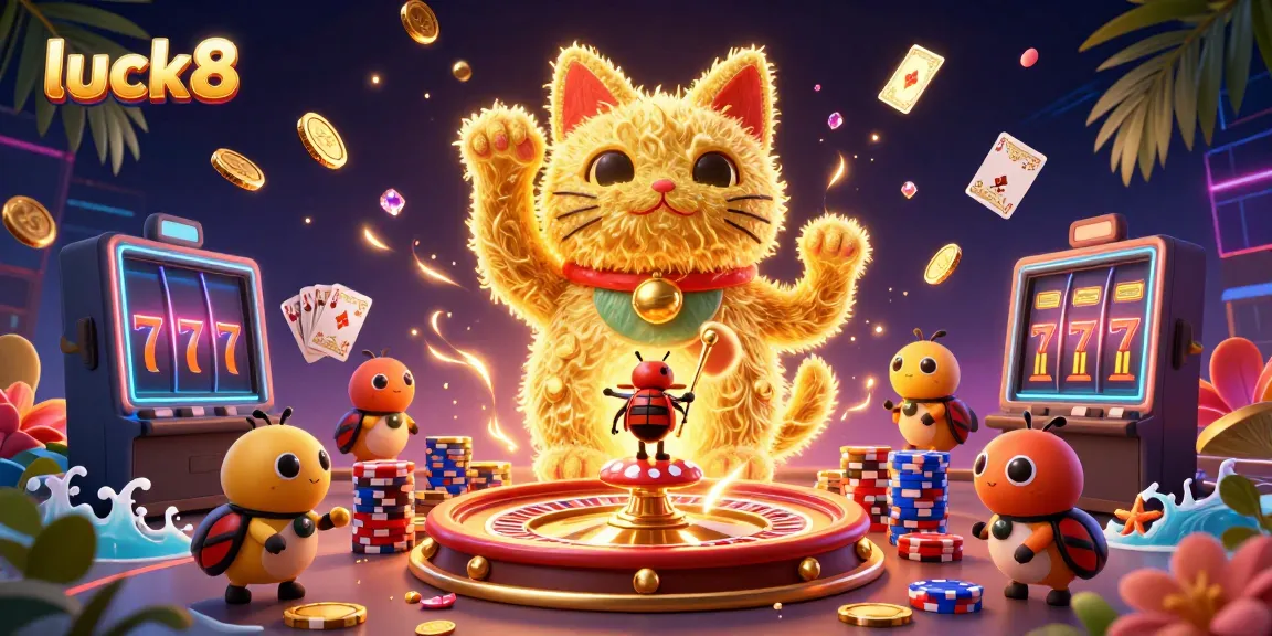 Experience thrilling wins with luck8 as golden fireflies and casino symbols come alive!