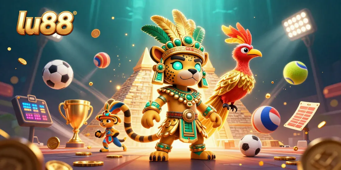 Engage with exciting gameplay at lu88, featuring a vibrant Mayan-inspired casino illustration.