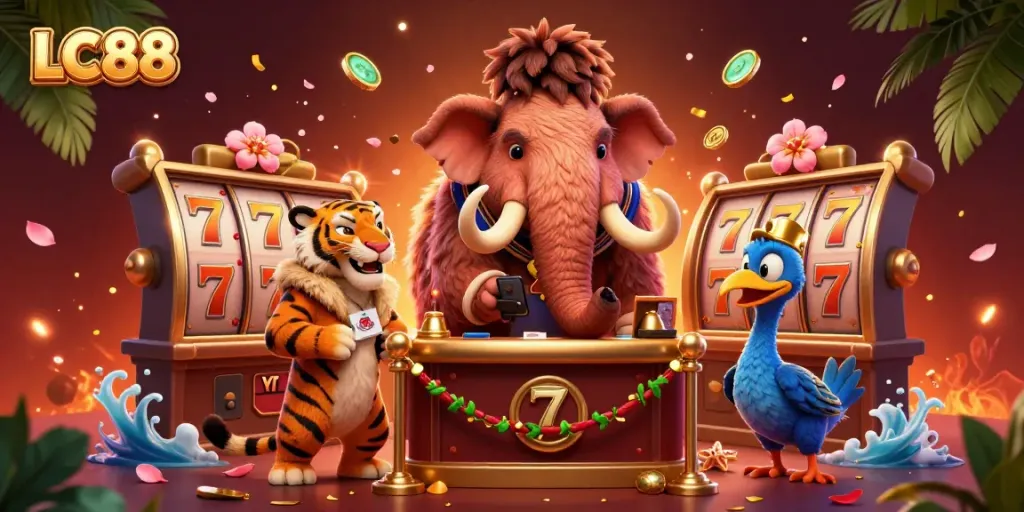Experience thrilling gameplay at LC88 with vibrant characters and dynamic casino visuals.