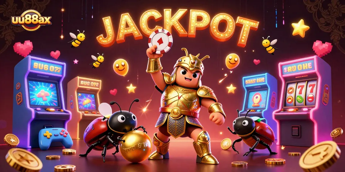 Win big at uu88ax with an ultra-detailed 3D illustration of a hercules beetle celebrating a jackpot!