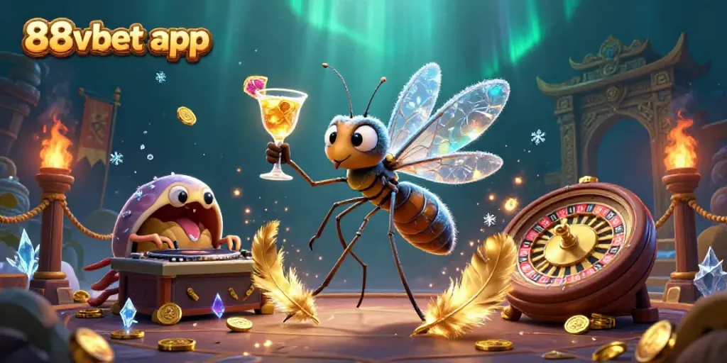 Join the vibrant action of the 88vbet app with dynamic casino characters and elements illuminating the scene.