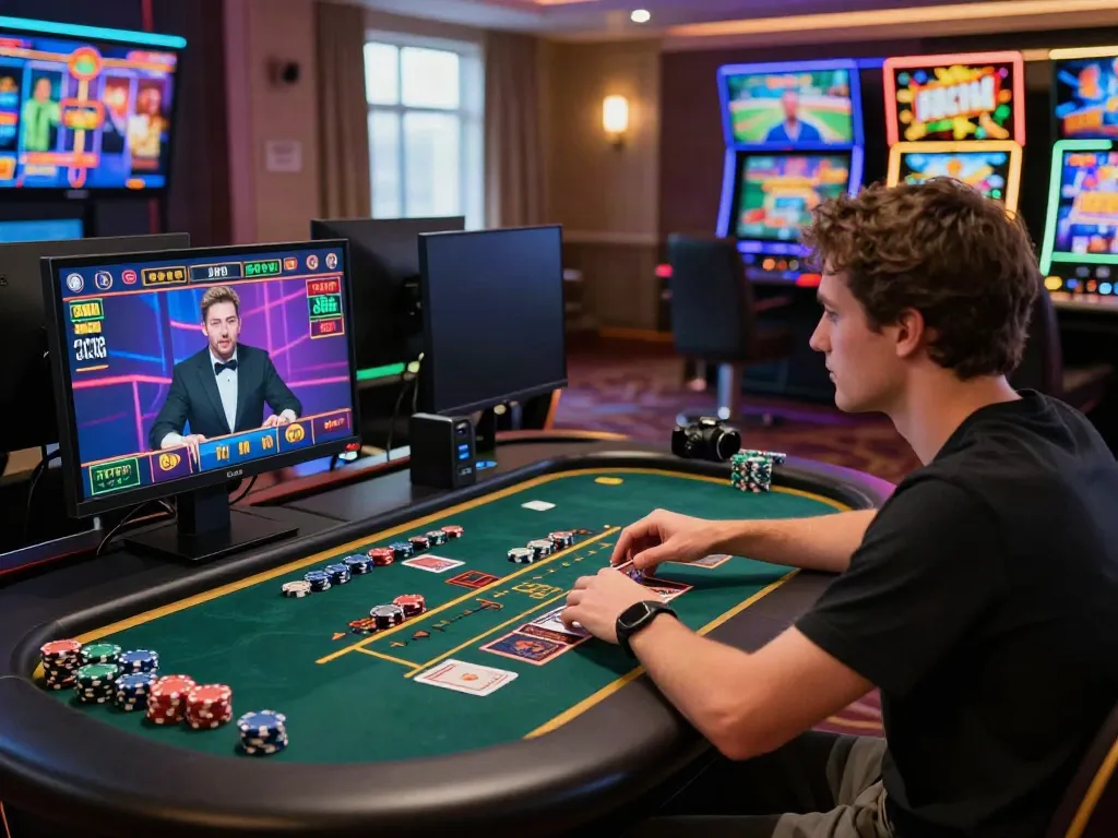 Engaging online gaming atmosphere at https://ta88.network/, user enjoying live casino experience.