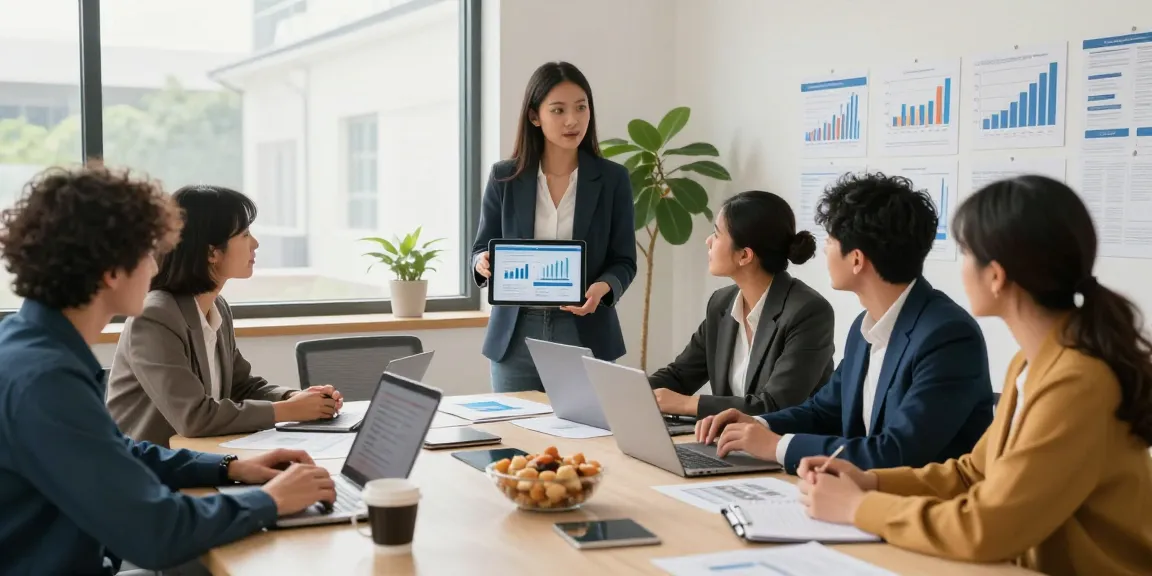 Team of small business owners using accounting software during a collaborative meeting for effective financial management.