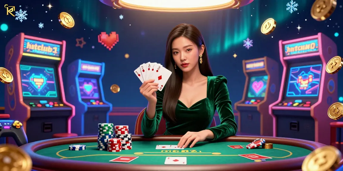 Engage in thrilling gameplay at hitclub1, featuring a focused Asian woman in a vibrant casino setting.