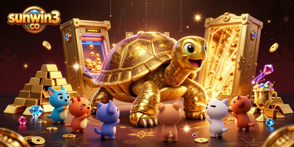 Engage in thrilling games at sunwin3 co, featuring vibrant characters amidst treasures and exciting casino action.
