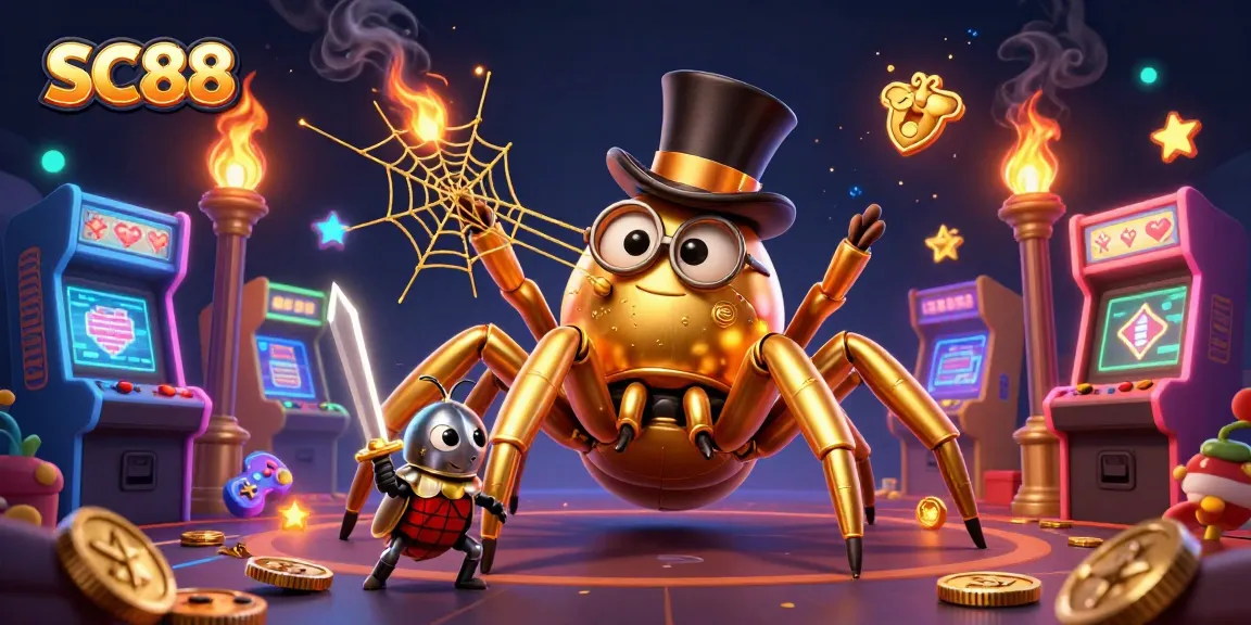 SC88 reveals a lavish casino scene with a golden tarantula, beetle knight, and glowing game machines.