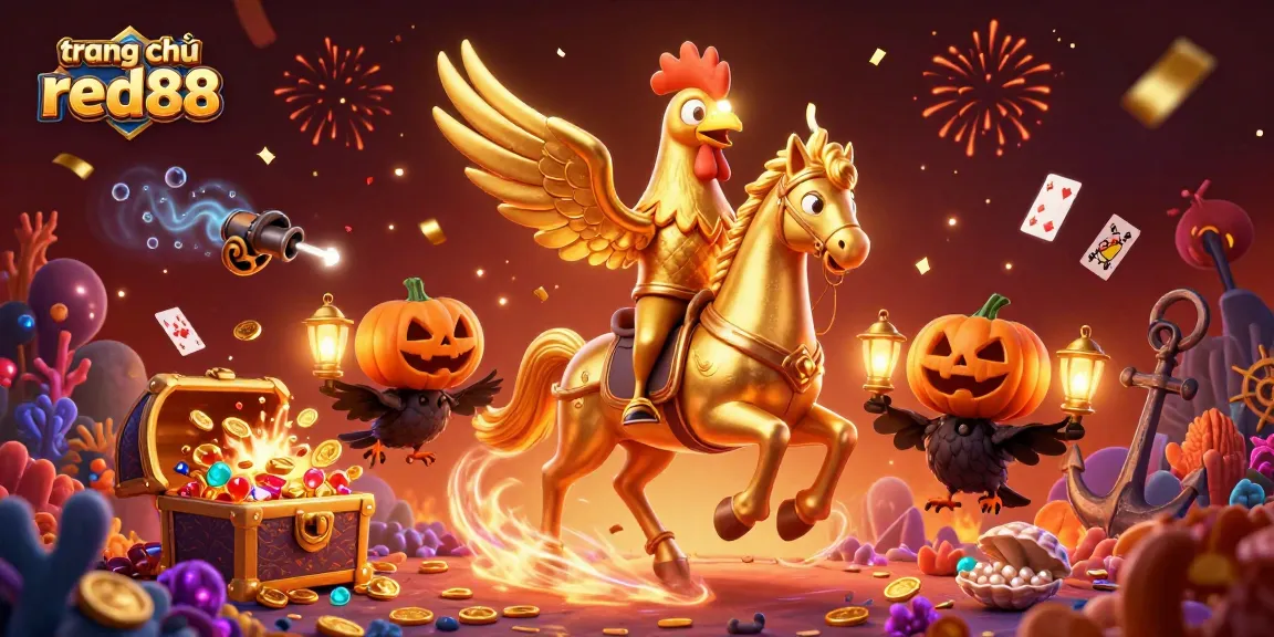 Experience the thrill with trang chủ red88 in a vibrant, animated casino scene featuring a golden rooster.