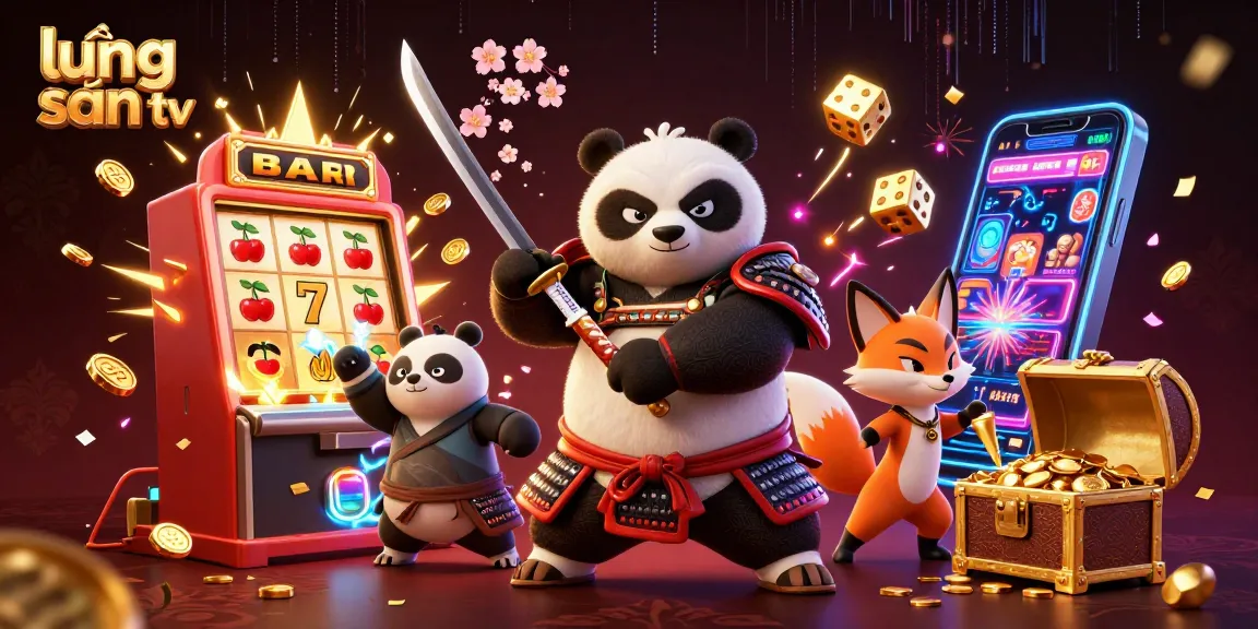 Experience exciting gameplay with lương sơn tv, featuring a vibrant samurai panda and dynamic gaming elements.